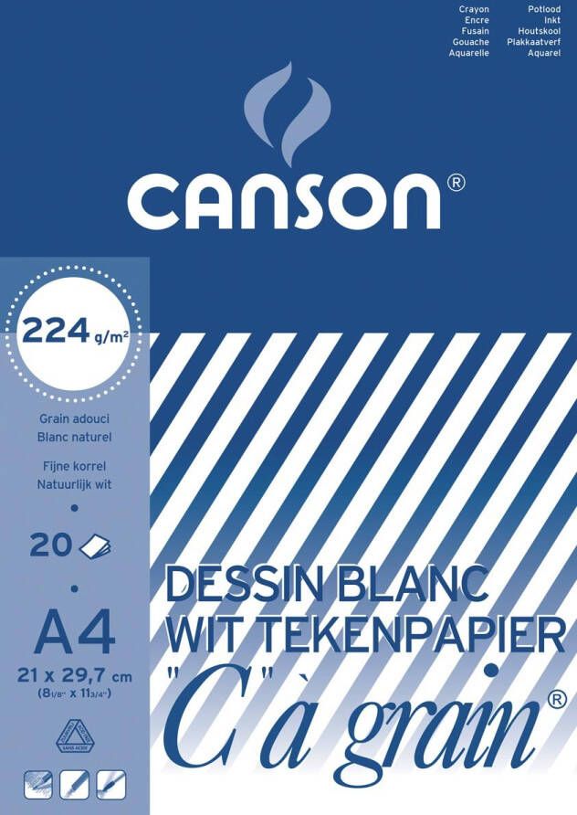 Canson Tekenblok \"c\" Ã  grainÂ® 224 g mÂ² ft 21 x 29 7 cm(a4 )