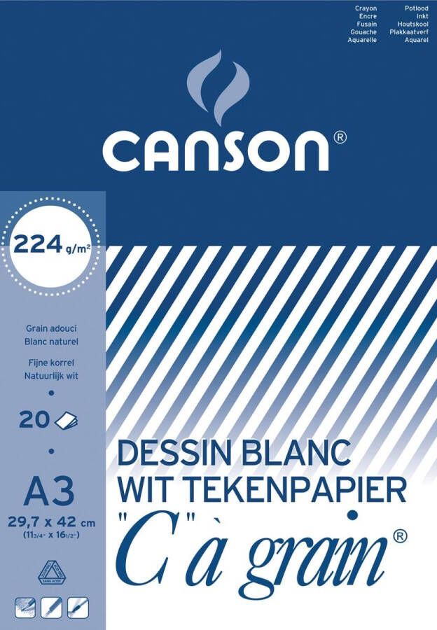 Canson Tekenblok \"c\" Ã  grainÂ® 224 g mÂ² ft 29 7 x 42 cm(a3 )