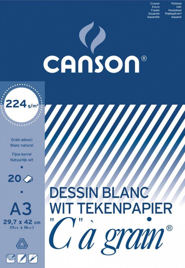 Canson tekenblok C à grain 224 g m² ft 29 7 x 42 cm (A3)