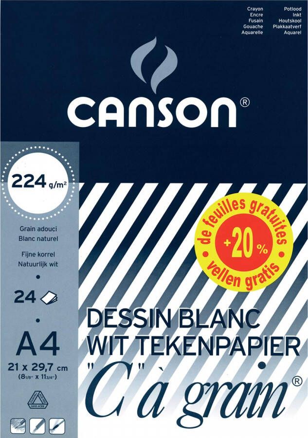 Canson tekenblok C à grain ft A4 papier van 224 g m²