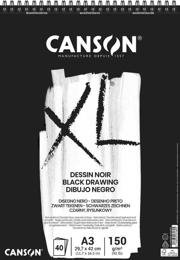 Canson tekenblok XL 150g m² ft A3 40 vel zwart