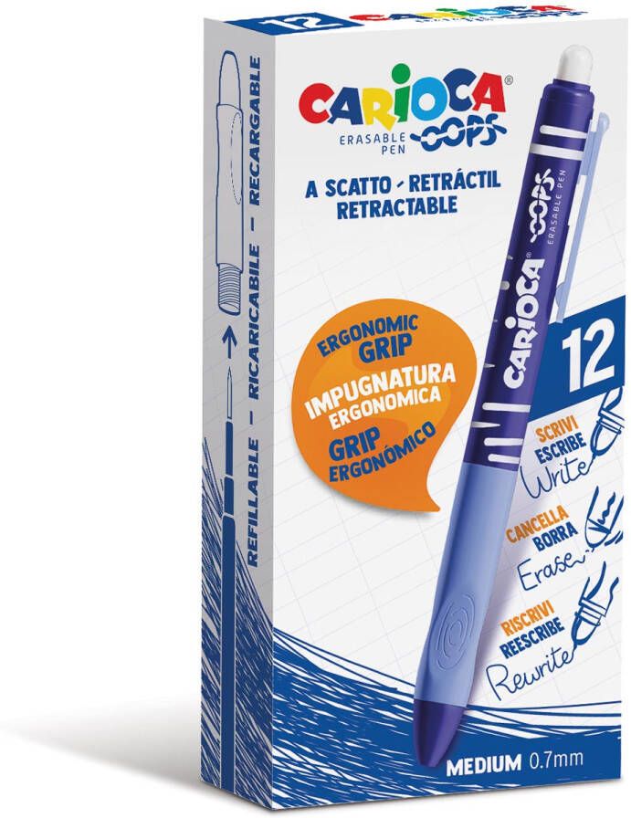 Carioca gelroller Oops medium uitwisbaar doos van 12 stuks blauw