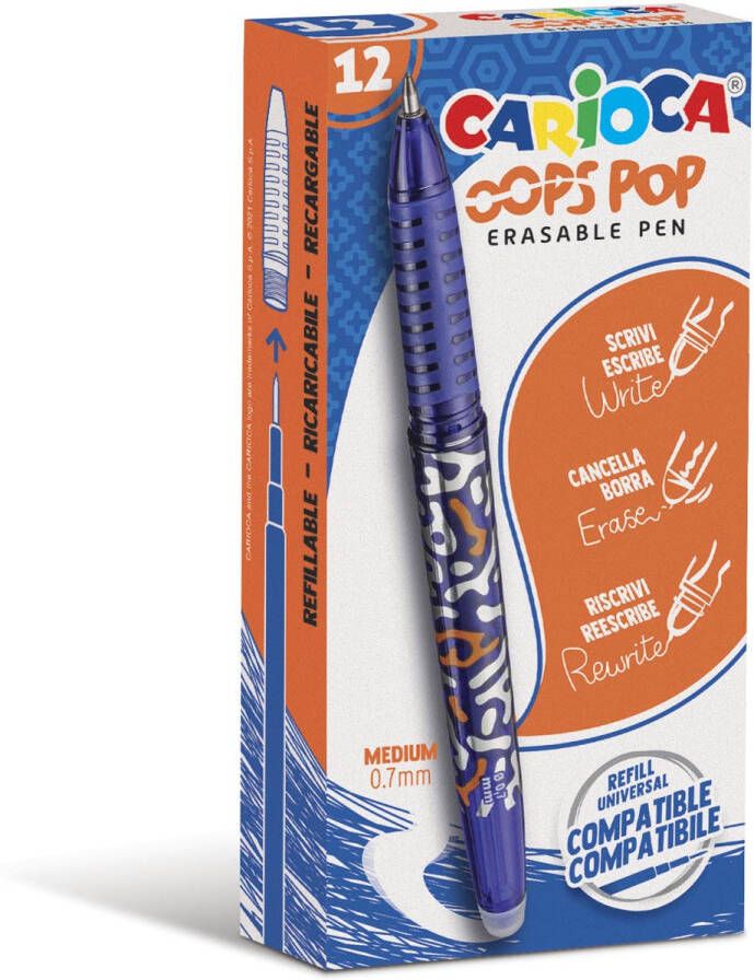 Carioca gelroller Oops Pop medium uitwisbaar doos van 12 stuks blauw