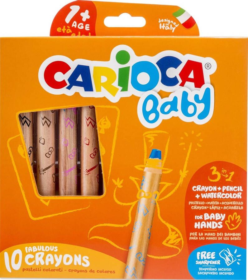 Carioca kleurpotlood Baby 3-in-1 geassorteerde kleuren 10 stuks in een kartonnen etui