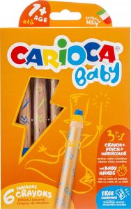 Carioca kleurpotlood Baby 3-in-1 geassorteerde kleuren 6 stuks in een kartonnen etui