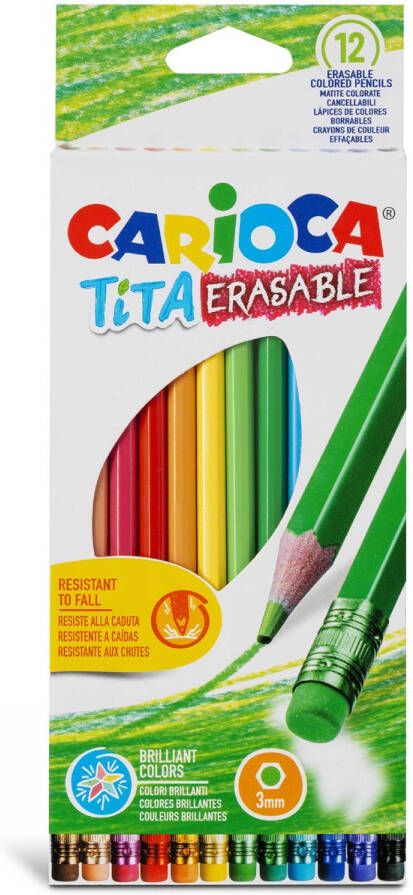 Carioca kleurpotlood met gum Tita 12 stuks in een kartonnen etui