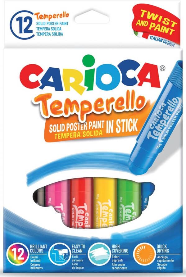 Carioca plakkaatverfstick Temperello kartonnen etui van 12 stuks