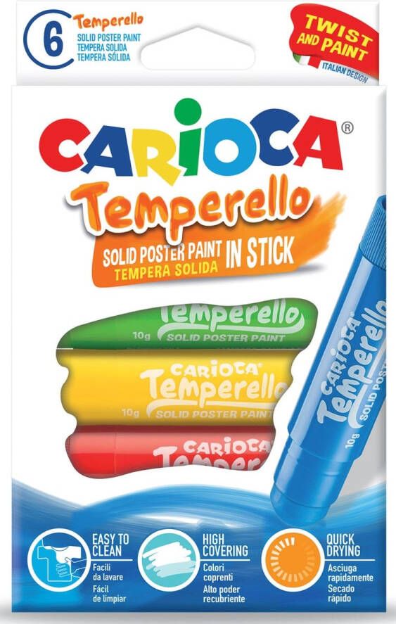Carioca plakkaatverfstick Temperello kartonnen etui van 6 stuks