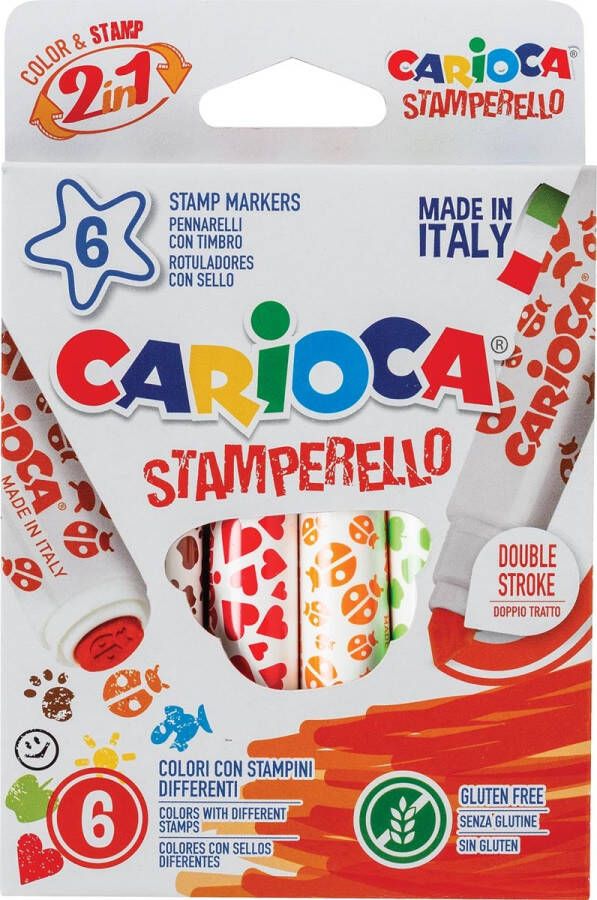 Carioca stempelstift Stamperello doos van 6 stuks in geassorteerde kleuren