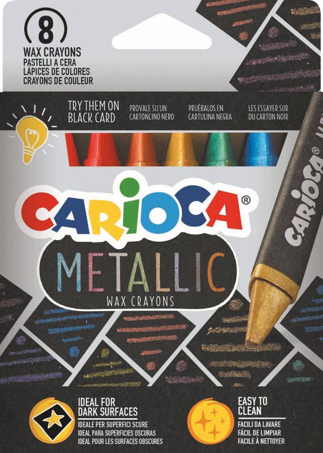 Carioca waskrijt Wax Metallic kartonnen etui van 8 stuks