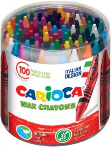 Carioca waskrijt Wax plastic pot met 100 stuks in geassorteerde kleuren
