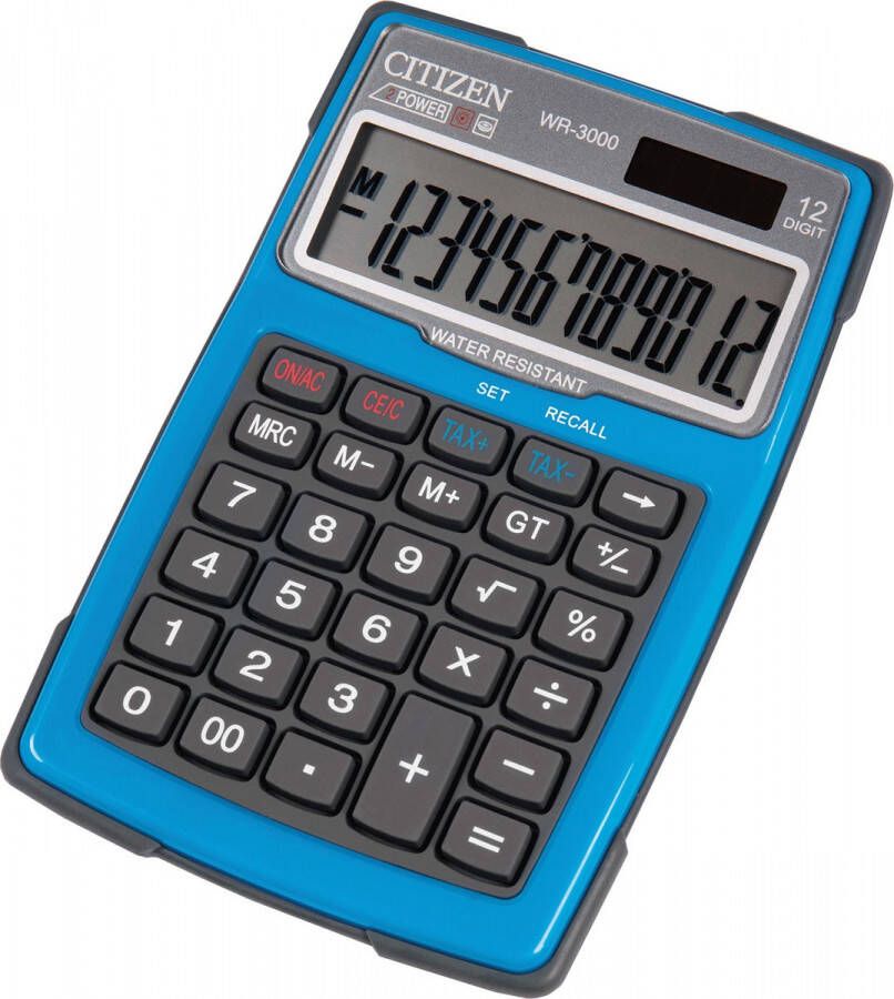 Citizen robuuste rekenmachine WR3000, water en stofbestendig, blauw online kopen