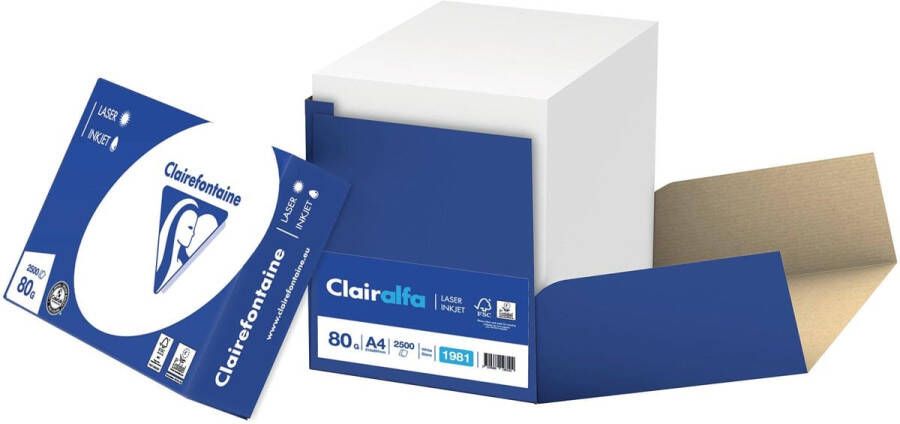 Clairefontaine Clairalfa printpapier ft A4 80 g doos van 2500 vel
