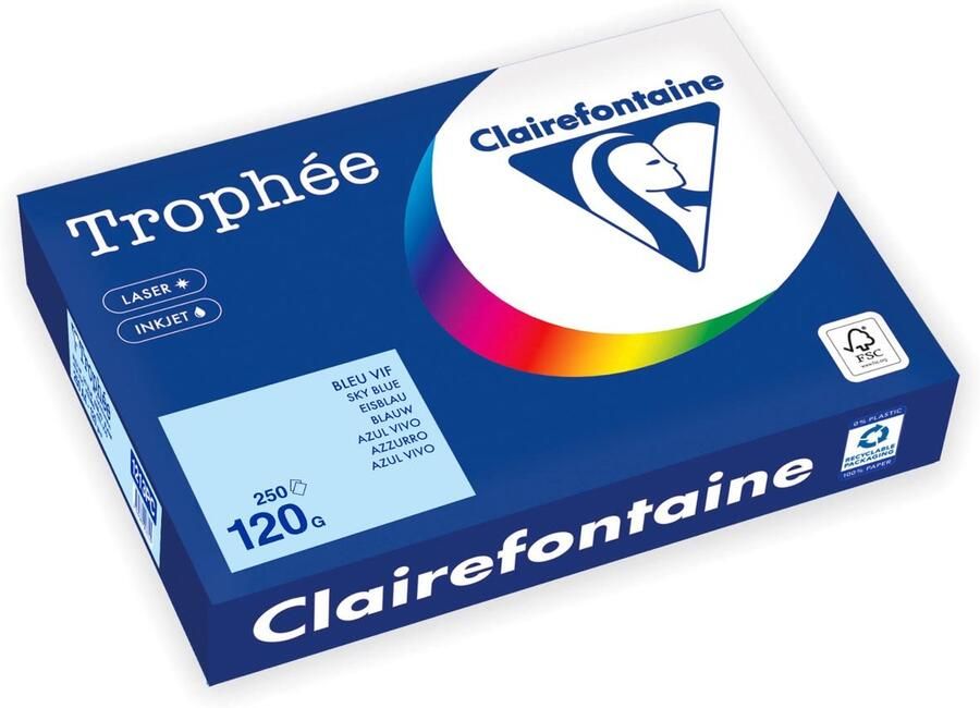Clairefontaine TrophÃÂ©e Pastel gekleurd papier A4 120 g 250 vel blauw