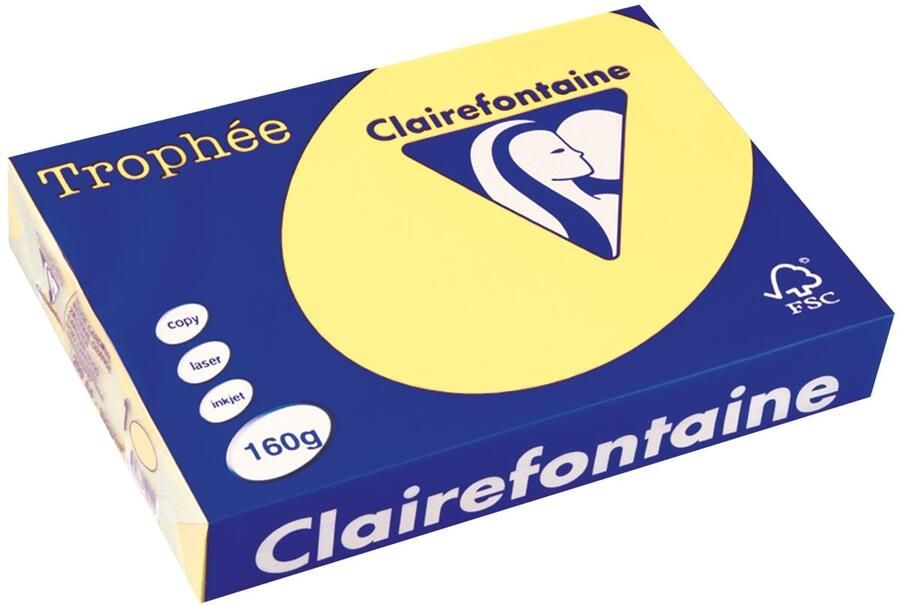 Clairefontaine TrophÃÂ©e Pastel gekleurd papier A4 160 g 250 vel citroengeel