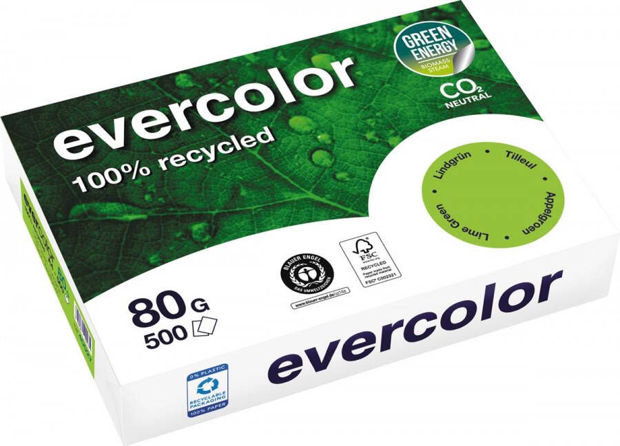 Clairefontaine Evercolor gekleurd gerecycleerd papier A4 80 g 500 vel appelgroen