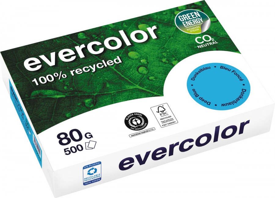 Clairefontaine Evercolor gekleurd gerecycleerd papier A4 80 g 500 vel donkerblauw