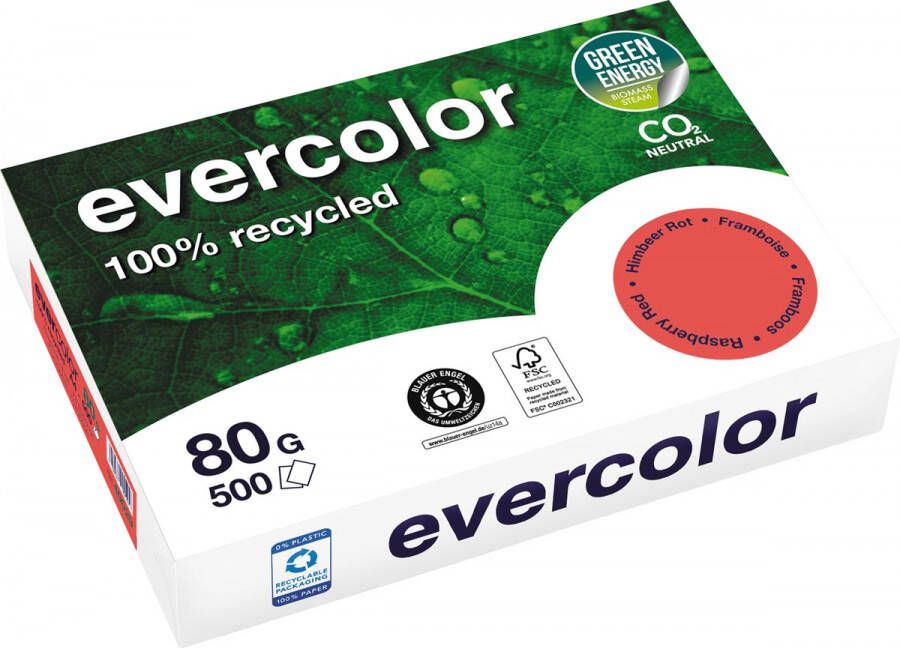 Clairefontaine Evercolor gekleurd gerecycleerd papier A4 80 g 500 vel framboos