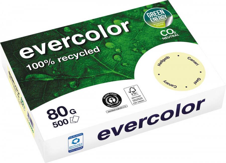 Clairefontaine Evercolor gekleurd gerecycleerd papier A4 80 g 500 vel geel