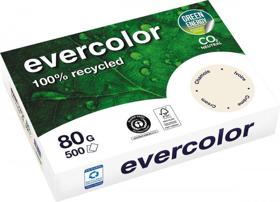 Clairefontaine Evercolor gekleurd gerecycleerd papier A4 80 g 500 vel ivoor