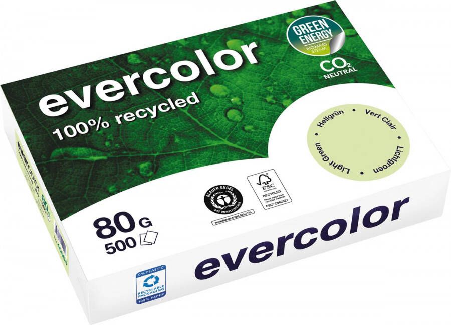 Clairefontaine Evercolor gekleurd gerecycleerd papier A4 80 g 500 vel lichtgroen