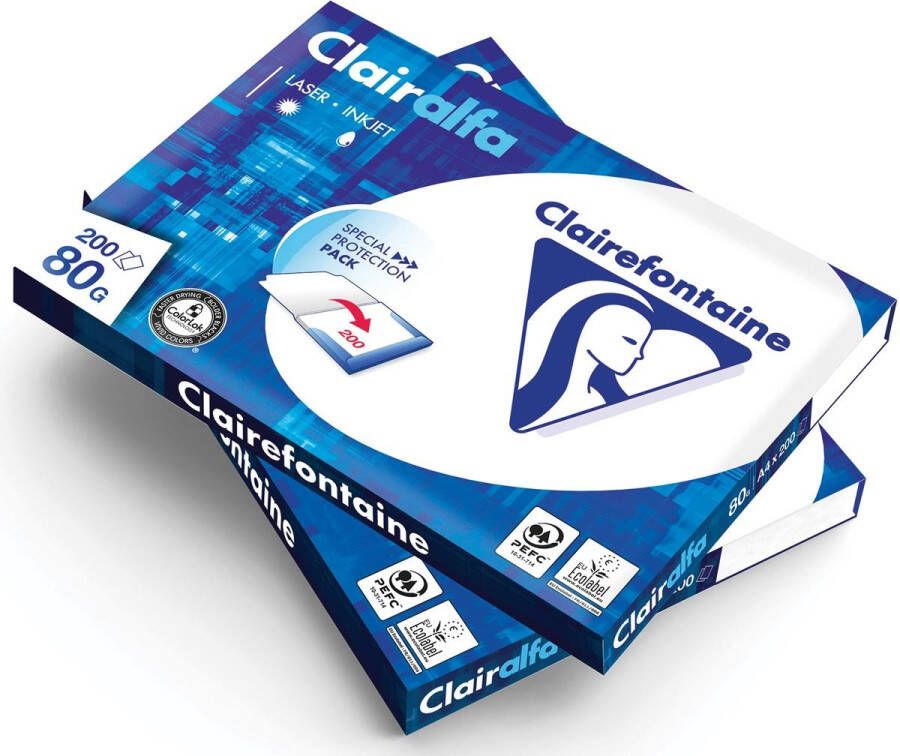 Clairefontaine printpapier ft A4 80 g pak van 200 vel doos van 7 pakken