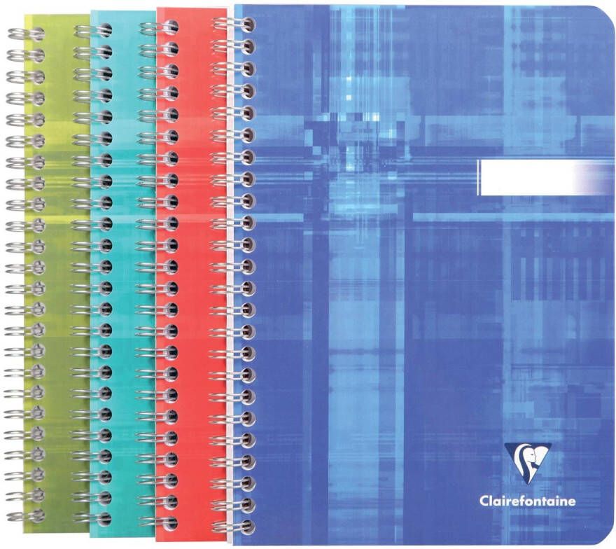 Clairefontaine schrift ft 14 8 x 21 cm 180 bladzijden gelijnd spiraalbinding geassorteerde kleuren