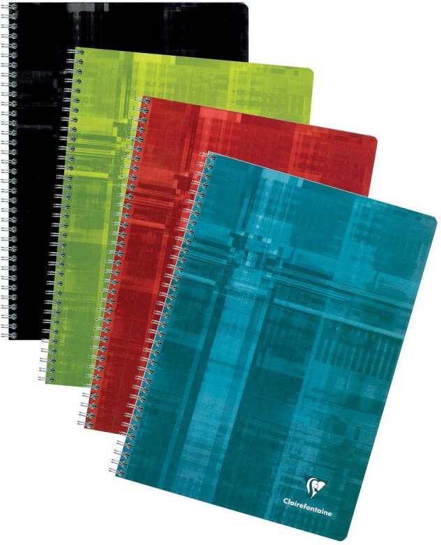 OfficeTown Clairefontaine schrift ft A4 180 bladzijden geruit 5 mm spiraalbinding geassorteerde kleuren