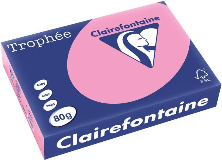 Clairefontaine TrophÃÂ©e gekleurd papier A4 80 g 500 vel felroze