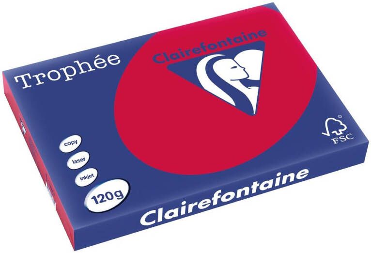 Clairefontaine Trophée Intens gekleurd papier A3 120 g 250 vel kersenrood