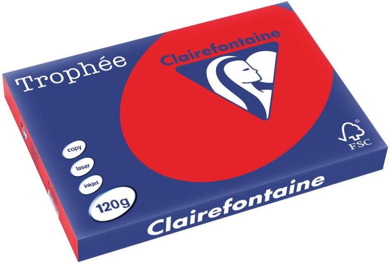 Clairefontaine TrophÃÂ©e Intens gekleurd papier A3 120 g 250 vel koraalrood