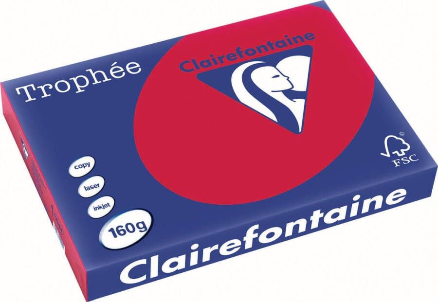 Clairefontaine TrophÃÂ©e Intens gekleurd papier A3 160 g 250 vel kersenrood