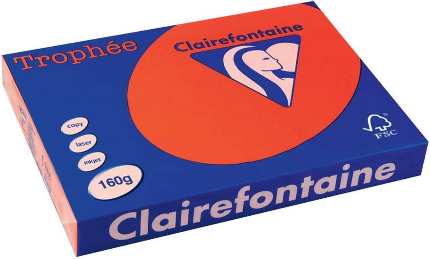 Clairefontaine Trophée Intens gekleurd papier A3 160 g 250 vel koraalrood