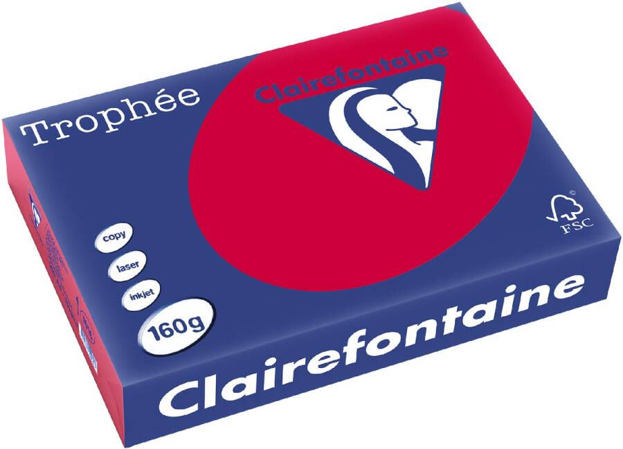 Clairefontaine Trophée Intens gekleurd papier A4 160 g 250 vel kersenrood