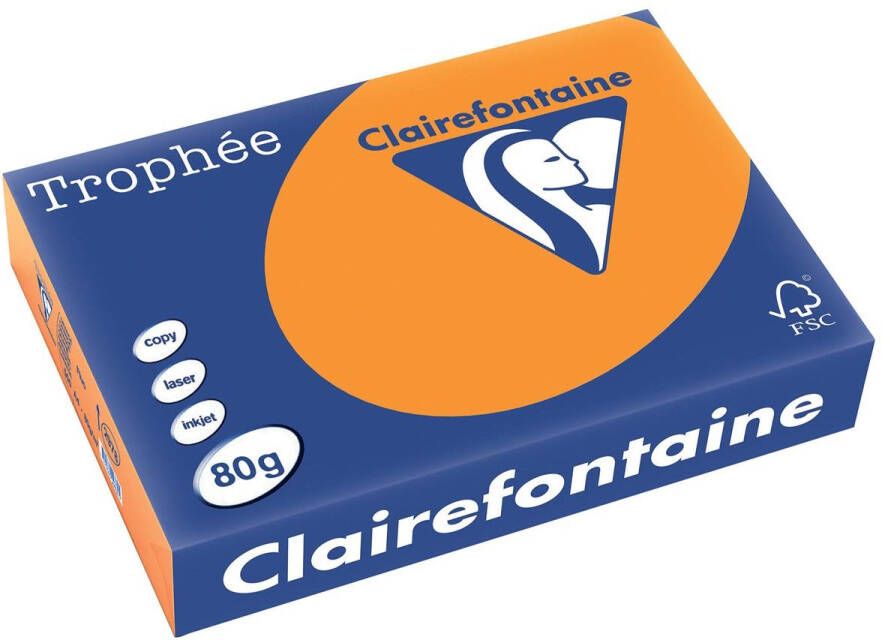 Clairefontaine TrophÃÂ©e Intens gekleurd papier A4 80 g 500 vel fluo oranje