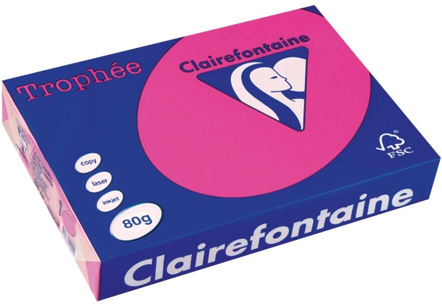 Clairefontaine TrophÃÂ©e Intens gekleurd papier A4 80 g 500 vel fluo roze