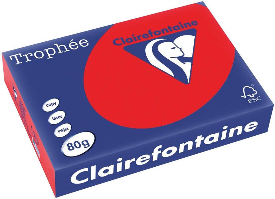 Clairefontaine Trophée Intens gekleurd papier A4 80 g 500 vel koraal rood