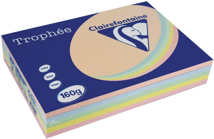 Clairefontaine TrophÃÂ©e Pastel A4 160 g 5x50 vel geassorteerde kleuren
