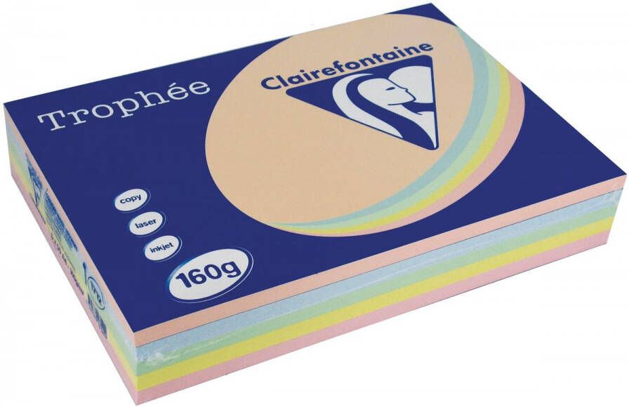 Clairefontaine Trophée Pastel A4 160 g 5x50 vel geassorteerde kleuren
