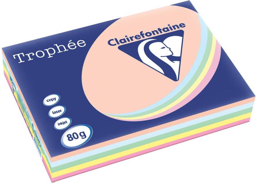 Clairefontaine Trophée Pastel gekleurd papier A3 80 g 5 x 100 vel geassorteerde kleuren