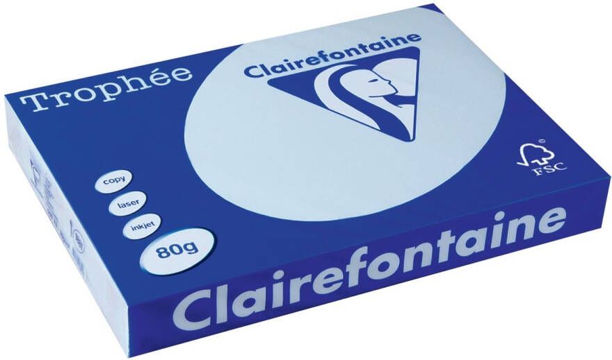 Clairefontaine TrophÃÂ©e Pastel gekleurd papier A3 80 g 500 vel azuurblauw