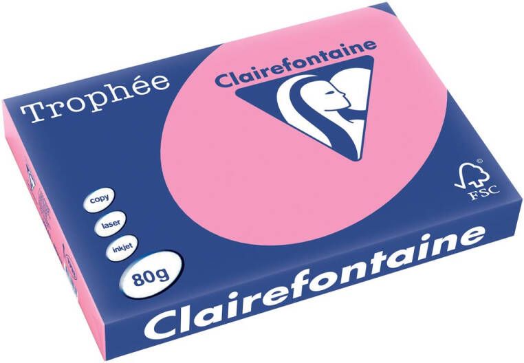 Clairefontaine Trophée Pastel gekleurd papier A3 80 g 500 vel felroze