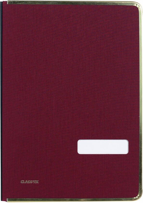 OfficeTown Class&apos;ex handtekenmap linnen omslag met metalen beschermrand rood - Foto 2