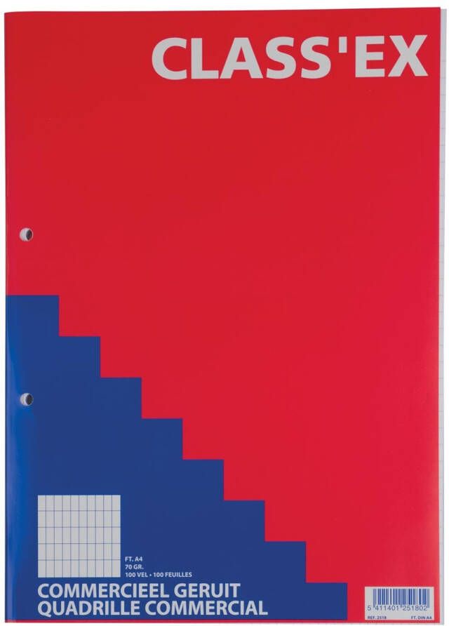 OfficeTown Class&apos;ex cursusblok commercieel geruit blok van 100 vel