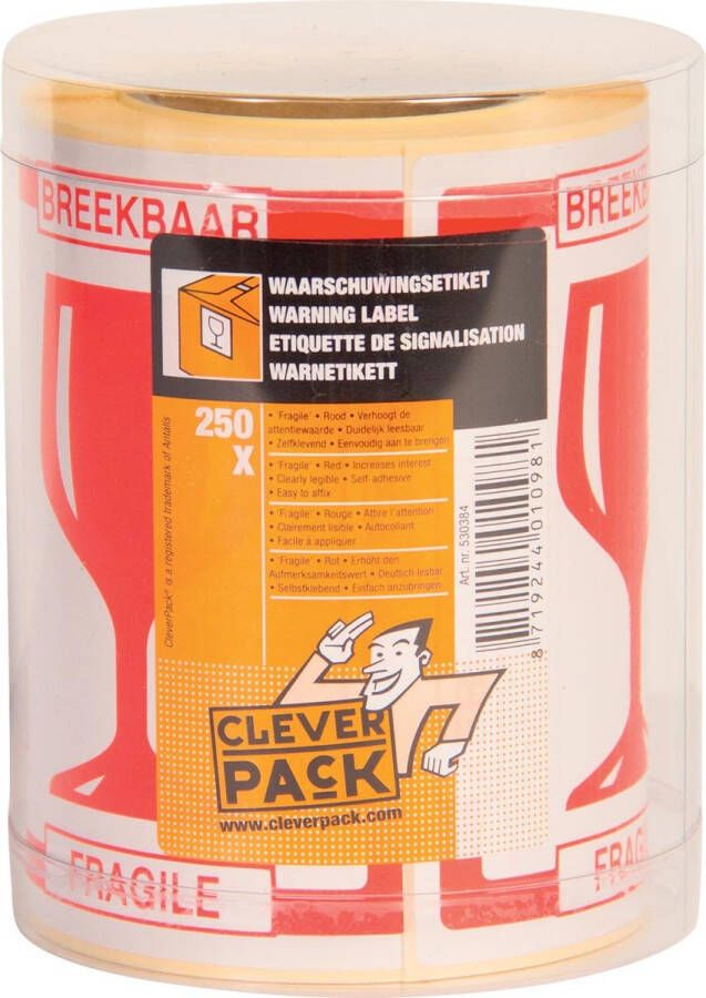 Cleverpack ETIKET TEKST BREEKBAAR 80X100MM WIT ROOD