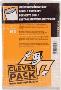 Cleverpack luchtkussenenveloppen ft 100 x 165 mm met stripsluiting wit pak van 10 stuks