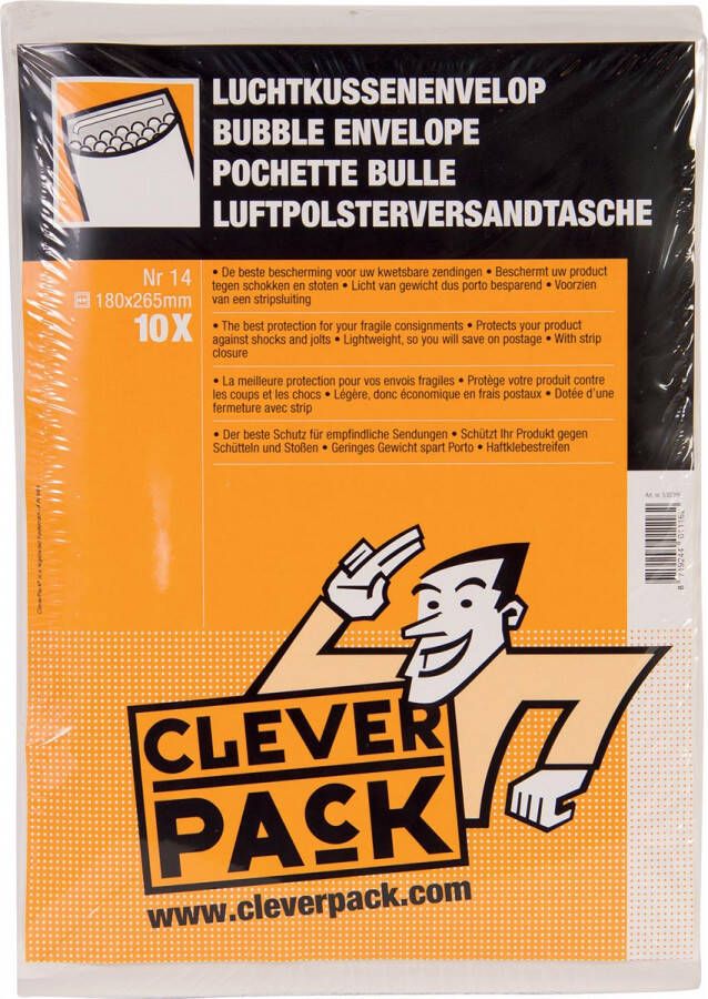 Cleverpack luchtkussenenveloppen, ft 180 x 265 mm, met stripsluiting, wit, pak van 10 stuks online kopen