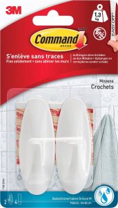 Command decohaak medium draagvermogen 1 4 kg wit waterbestendig blister van 2 stuks
