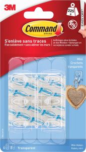 Command decohaak small draagvermogen 225 gram transparant blister van 6 stuks