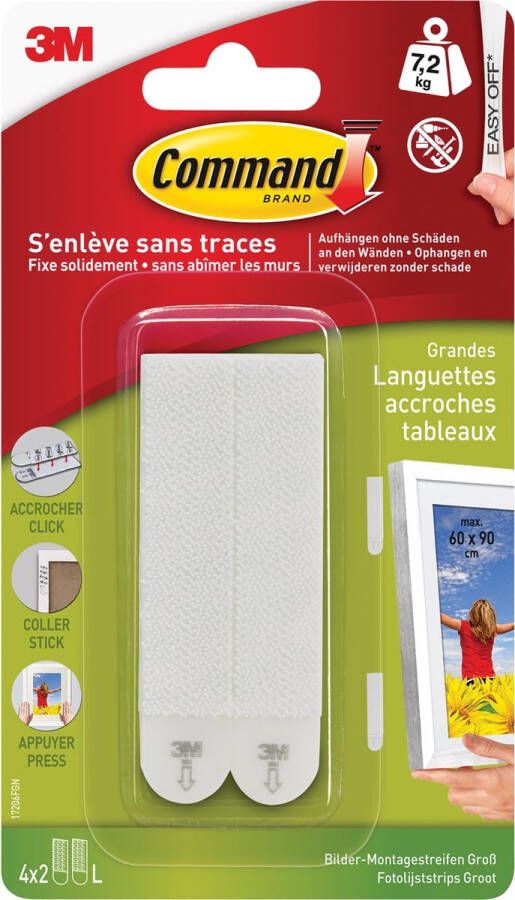 Command fotolijststrip small draagvermogen 5 4 kg wit blister van 4 stuks